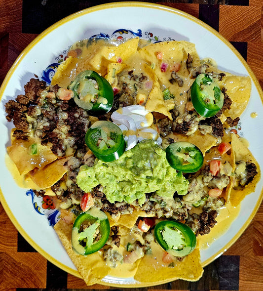 Loaded Blaxican Steak Nachos
