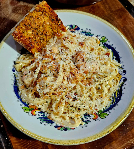 Homemade Garlic Shrimp Alfredo Recipe With Pan-Seared Shrimp