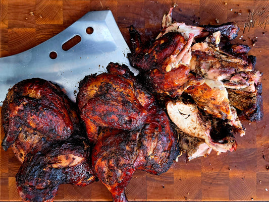 Authentic Jamaican Jerk Chicken Halves on the Weber Summit Kamado