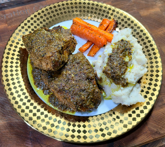 Sous Vide Curried Lamb Chops with Herb Compound Butter & Pan Sauce