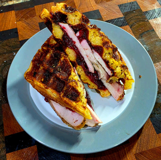 Thanksgiving Leftover Cornbread Waffle Turkey Sandwiches