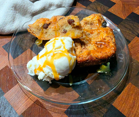 HOW TO MAKE GRANDMA'S BREAD PUDDING || WITH BOURBON INFUSED RAISINS.