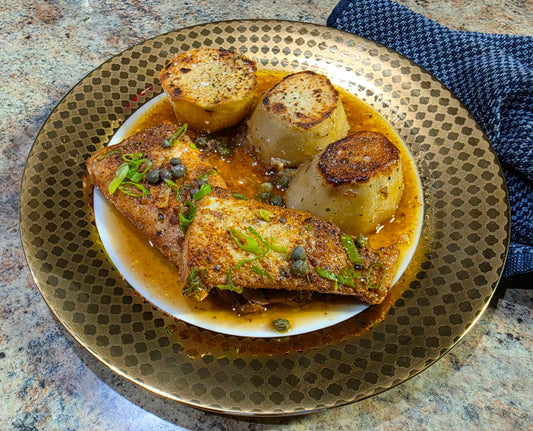 Pan-Seared Barracuda with Garlic Lemon Butter Sauce